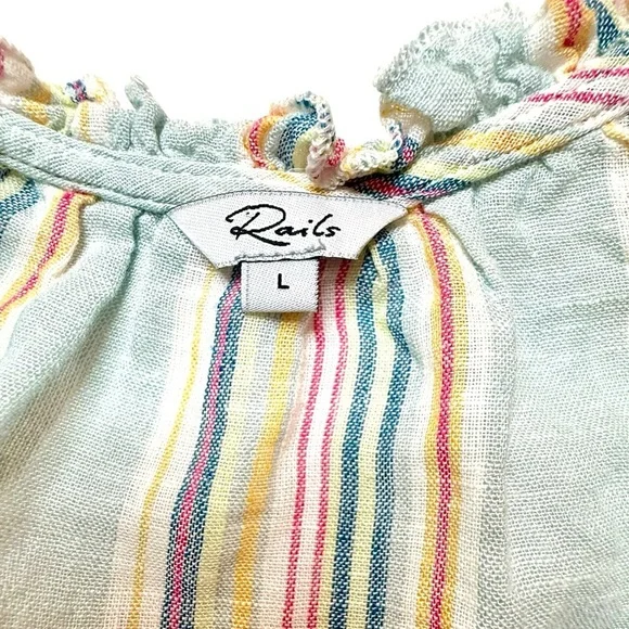 Rails Amellia Sag Harbour Tiered Striped Short Sleeve Midi Dress Large - Picture 4 of 8